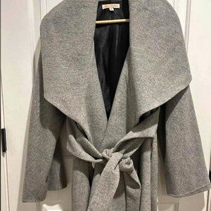 Grey Mara Hoffman belted wool shawl coat